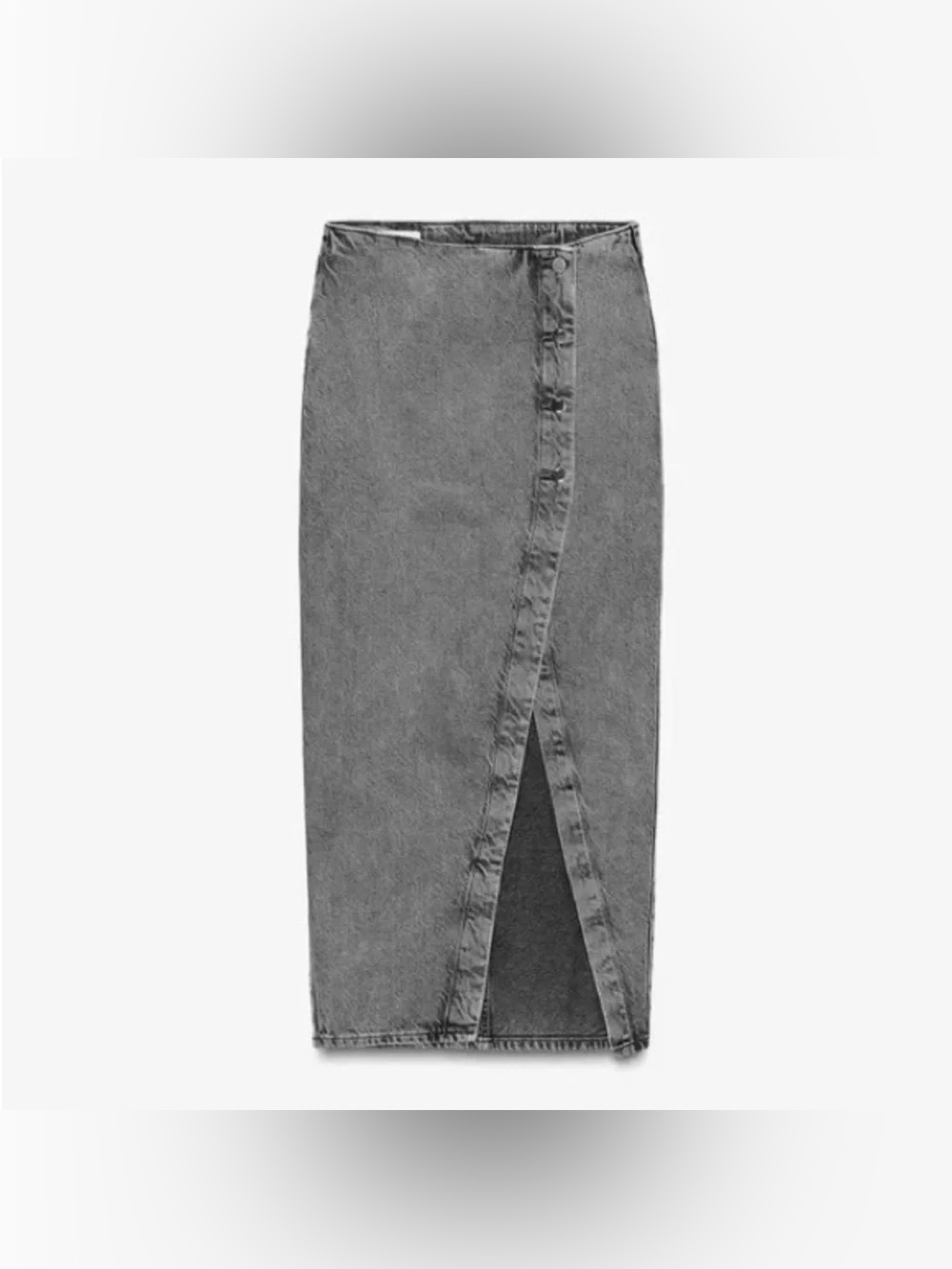 ⭐ ZARA Denim Crossover Midi Skirt in Dark Gray Z1975 XS - Picture 7 of 16